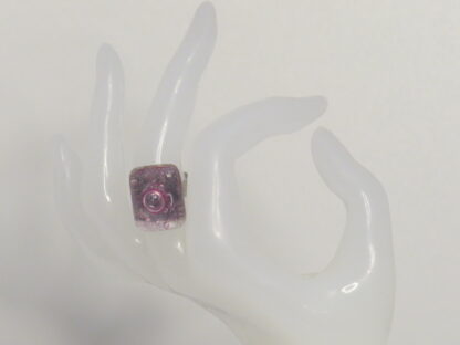 Pink Bubble Fusing Glass Ring