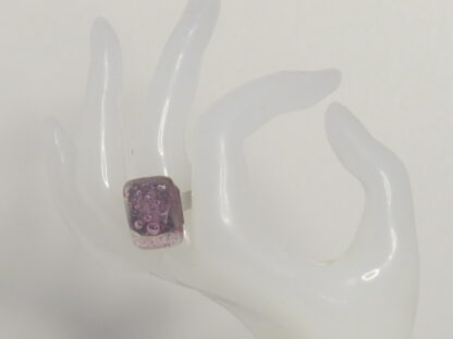 Pink Triple Bubble Fusing Glass Ring