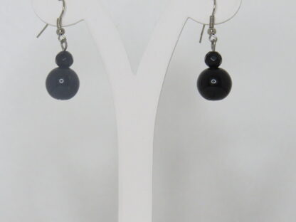 Black Tourmaline Stone Earrings in Black - Image 2