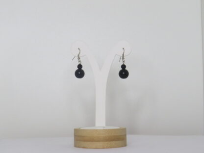 Black Tourmaline Stone Earrings in Black