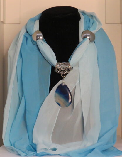 Blue Agate Stone Scarf in Blue