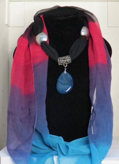 Blue Agate Stone Scarf in Blue, Purple and Pink