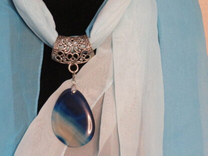 Blue Agate Stone Scarf in Blue - Image 2