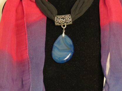 Blue Agate Stone Scarf in Blue, Purple and Pink - Image 2