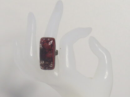 Dark Bordeaux Bubble Fusing Glass Ring