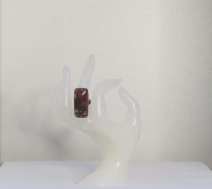 Dark Bordeaux Bubble Fusing Glass Ring - Image 2