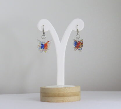 Butterfly Murano Glass Earrings in Blue/Orange