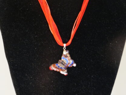 Butterfly Diagonal Murano Glass Necklace in Red - Image 2