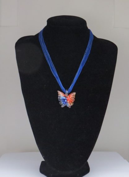 Butterfly Murano Glass Necklace in Blue