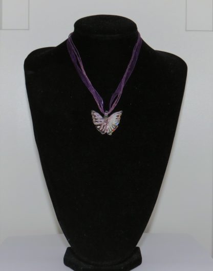 Butterfly Murano Glass Necklace in Purple