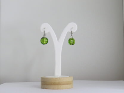 Circle Murano Glass Earrings in Green