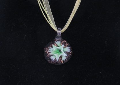 Circle with Trumpet Murano Glass Necklace in Green - Image 2