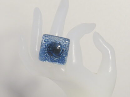 Dark Blue Multi Bubble Fusing Glass Ring