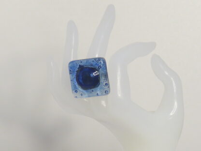 Dark Blue Big Bubble Fusing Glass Ring