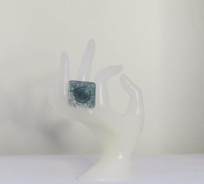 Dark Green Bubble Fusing Glass Ring - Image 2