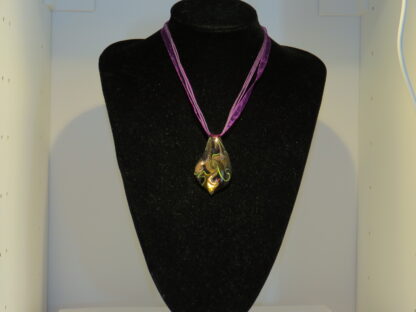 Drip Swirl Murano Glass Necklace in Purple