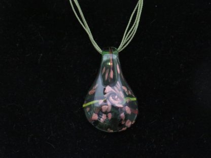 Drip Gold Colored Flakes Murano Glass Necklace in Green - Image 2