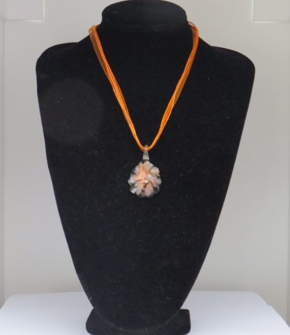 Egg Flower Murano Glass Necklace in Orange