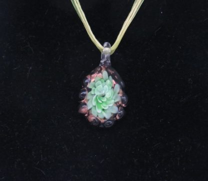 Egg Flower Murano Glass Necklace in Green - Image 2