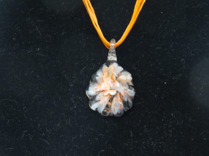 Egg Flower Murano Glass Necklace in Orange - Image 2