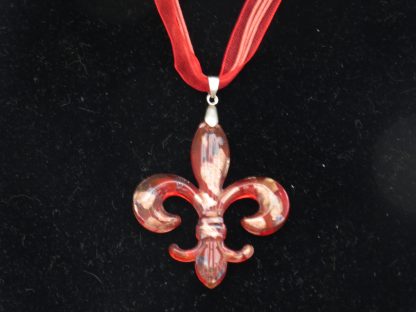 Fleur de Lis Murano Glass Necklace in Red - Image 2