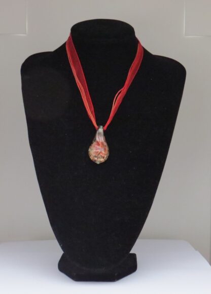 Flower Drip Brilliant Murano Glass Necklace in Red