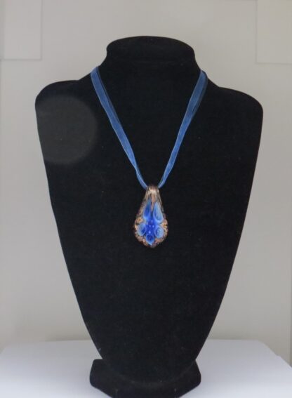 Flower Drip Murano Glass Necklace in Blue