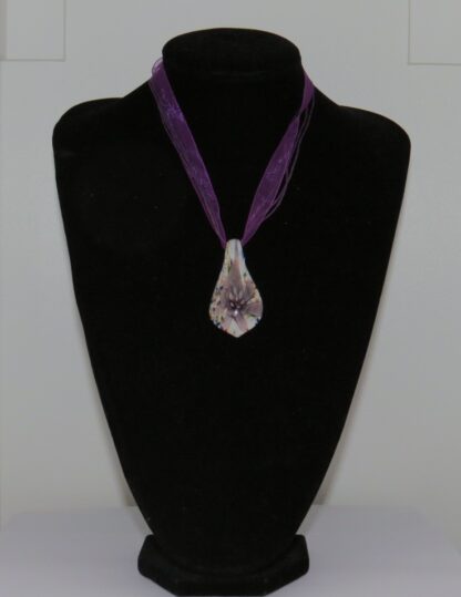 Flower Drip with White Murano Glass Necklace in Purple