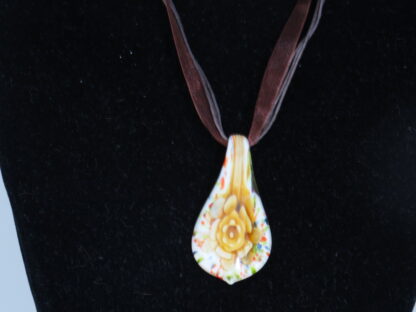 Flower Drip with White Murano Glass Necklace in Brown - Image 2