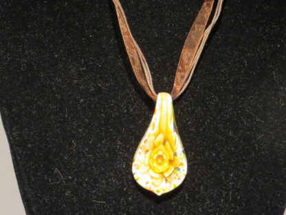 Flower Drip with White Murano Glass Necklace in Brown - Image 3