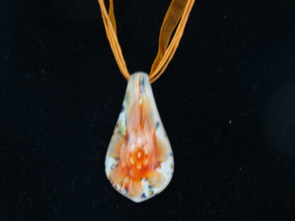 Flower Drip with White Murano Glass Necklace in Orange - Image 2