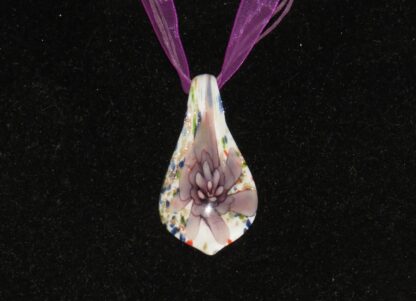 Flower Drip with White Murano Glass Necklace in Purple - Image 2