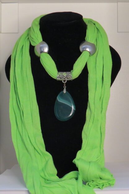 Green Agate Stone Scarf in Light Green