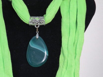 Green Agate Stone Scarf in Light Green - Image 2