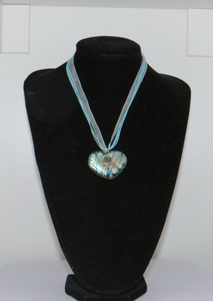 Heart Circles Murano Glass Necklace in Blue