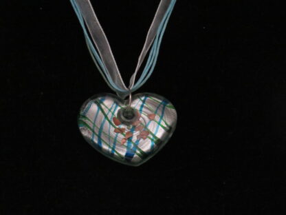 Heart Circles Murano Glass Necklace in Blue - Image 2