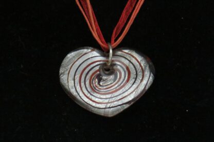 Heart Circles Murano Glass Necklace in Red - Image 2