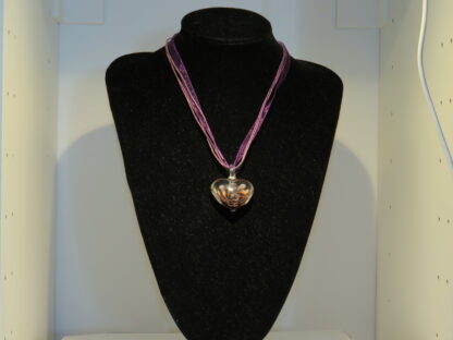 Heart Flower Murano Glass Necklace in Purple