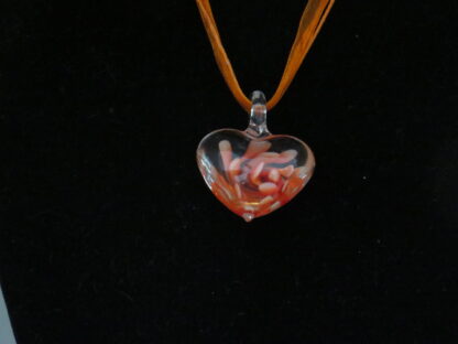 Heart Flower Murano Glass Necklace in Orange - Image 2