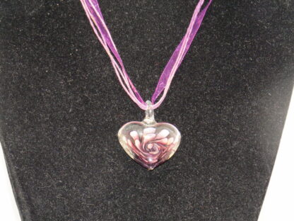 Heart Flower Murano Glass Necklace in Purple - Image 2