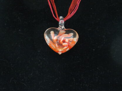 Heart Flower Murano Glass Necklace in Red - Image 2