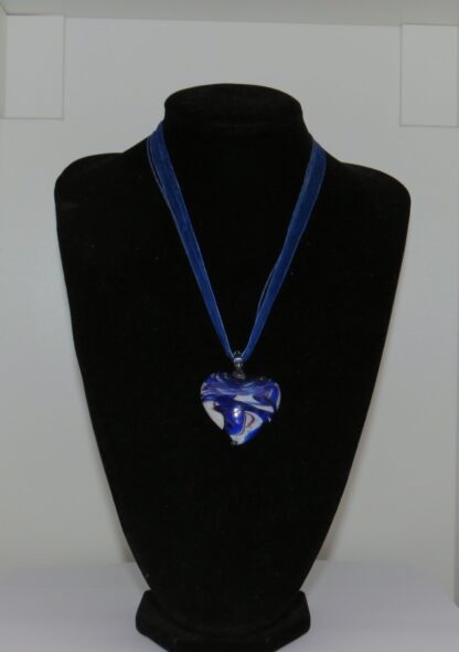 Heart Murano Glass Necklace in Blue