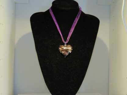 Heart Zig Zag Murano Glass Necklace in Purple