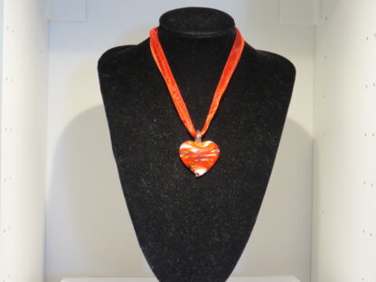 Heart Zig Zag Murano Glass Necklace in Red