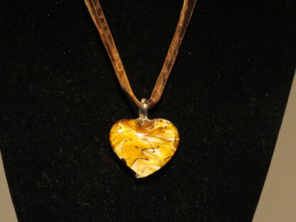 Heart Zig Zag Murano Glass Necklace in Brown - Image 2