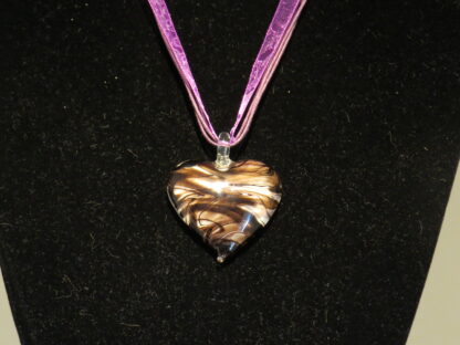 Heart Zig Zag Murano Glass Necklace in Purple - Image 2