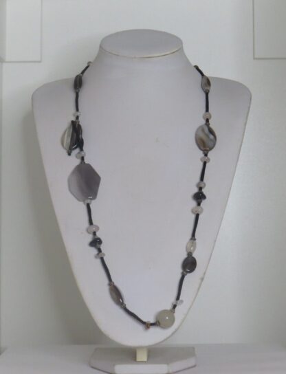 Sardonyx Long Steel Necklace