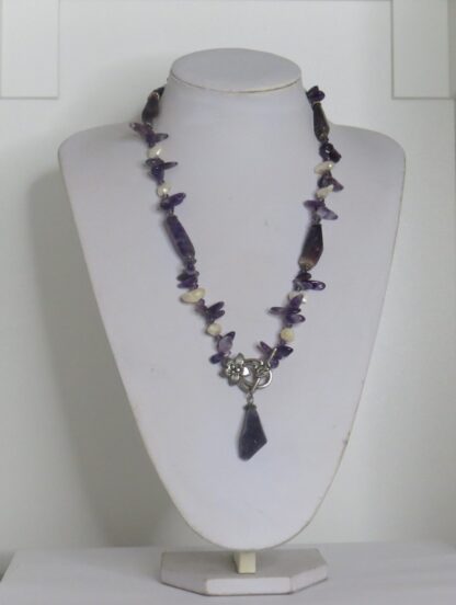 Amethyst Long Steel Necklace