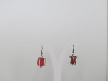 Square Murano Glass Earrings in Red - Image 2