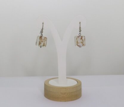 Square Murano Glass Earrings in White